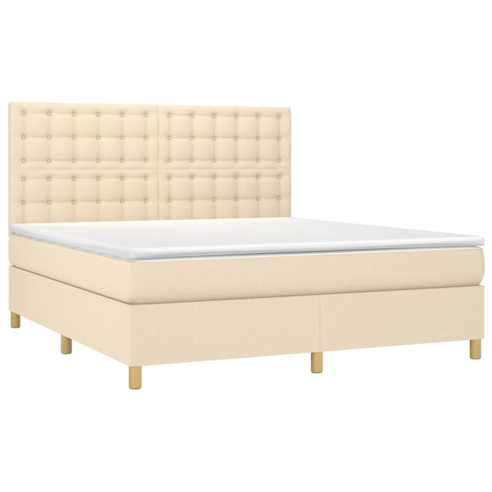 Pat continental cu saltea, crem, 180x200 cm, textil WALTI