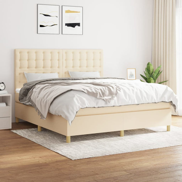 Pat continental cu saltea, crem, 180x200 cm, textil WALTI
