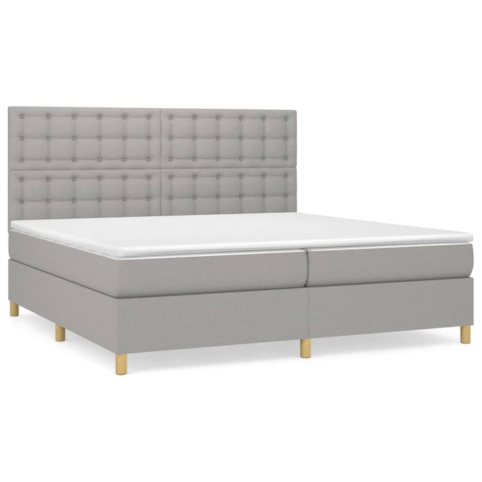 Pat box spring cu saltea, gri deschis, 200x200 cm, textil - WALTI WALTI