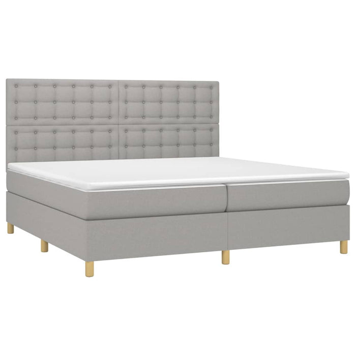 Pat box spring cu saltea, gri deschis, 200x200 cm, textil - WALTI WALTI