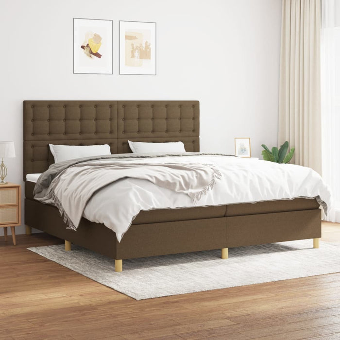 Pat box spring cu saltea, maro închis, 200x200 cm, textil - WALTI WALTI
