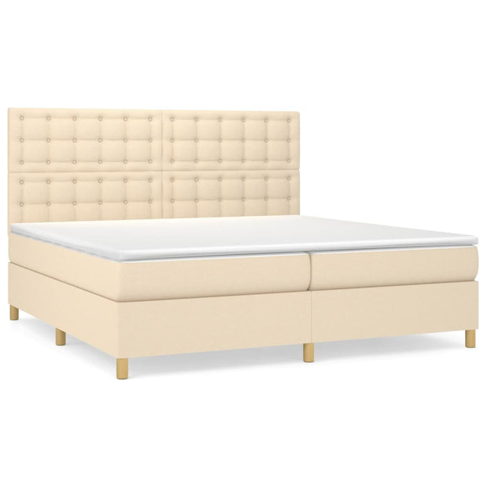 Pat box spring cu saltea, crem, 200x200 cm, textil - WALTI WALTI
