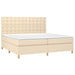 Pat box spring cu saltea, crem, 200x200 cm, textil - WALTI WALTI