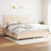 Pat box spring cu saltea, crem, 200x200 cm, textil - WALTI WALTI