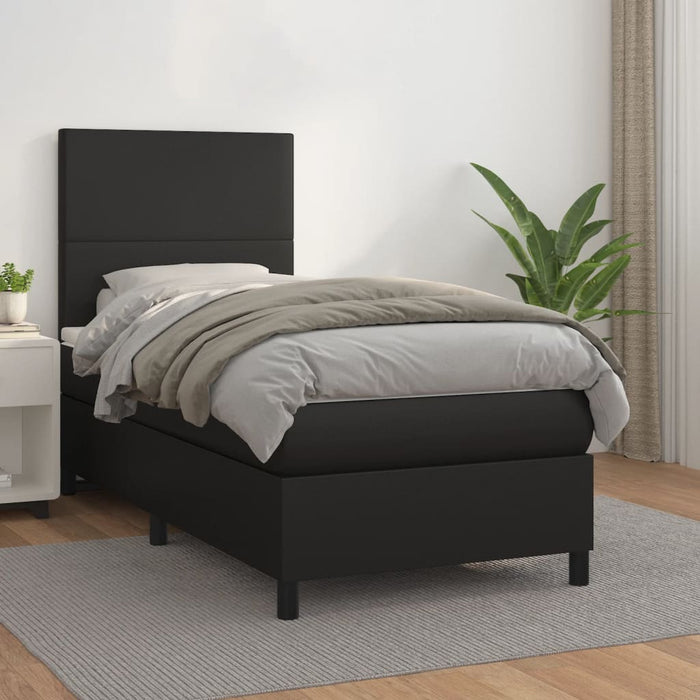 Pat box spring cu saltea, negru, 80x200 cm, piele ecologică - WALTI WALTI