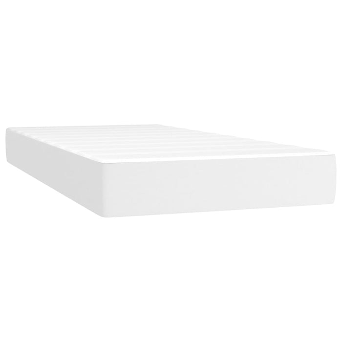 Pat box spring cu saltea, alb, 80x200 cm, piele ecologică WALTI