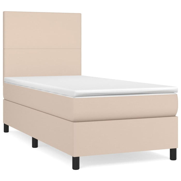 Pat box spring cu saltea, cappuccino, 80x200 cm piele ecologică - WALTI WALTI