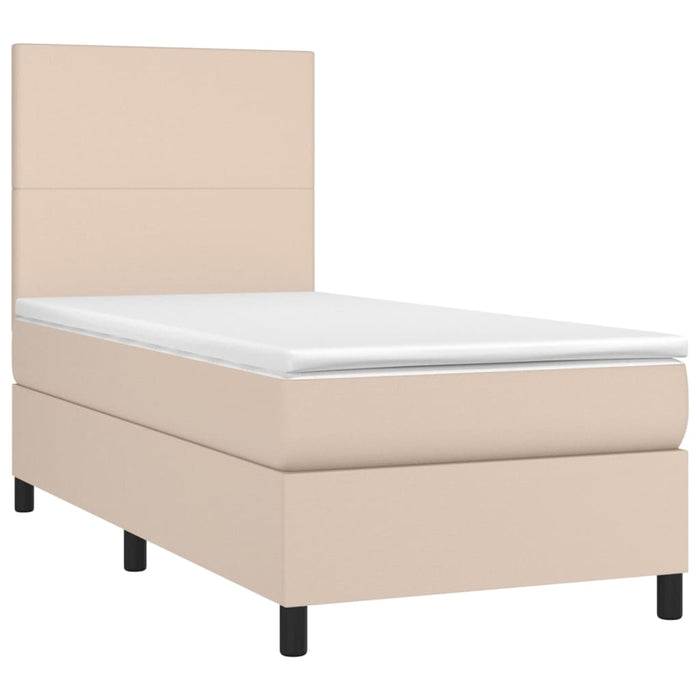 Pat box spring cu saltea, cappuccino, 80x200 cm piele ecologică - WALTI WALTI