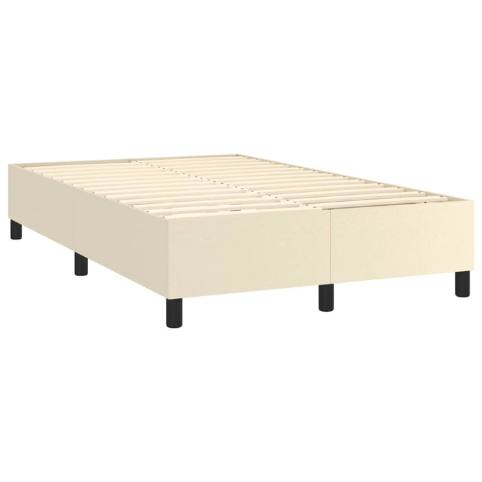 Pat box spring cu saltea, crem, 120x200 cm, piele ecologică WALTI