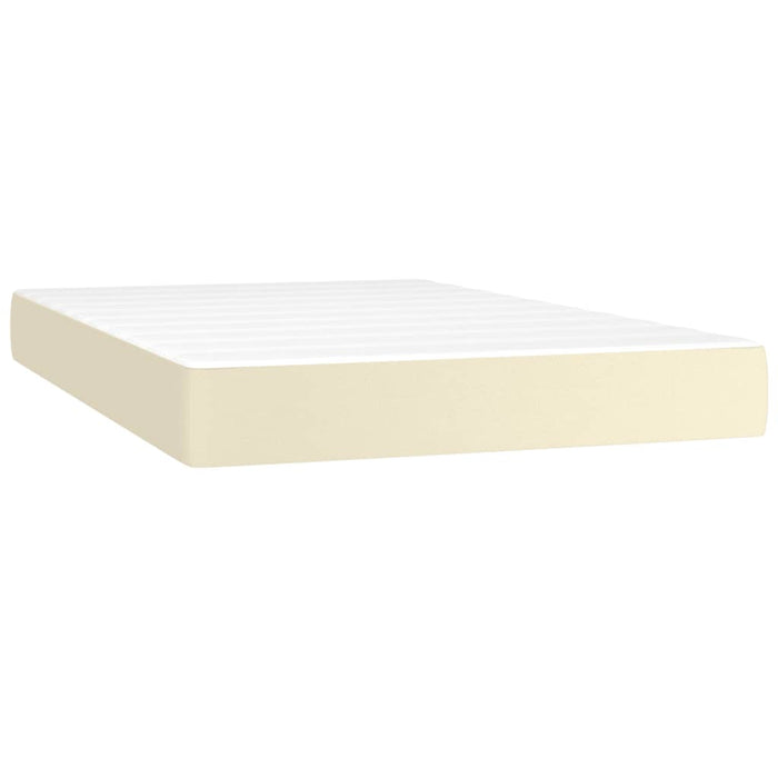 Pat box spring cu saltea, crem, 120x200 cm, piele ecologică WALTI