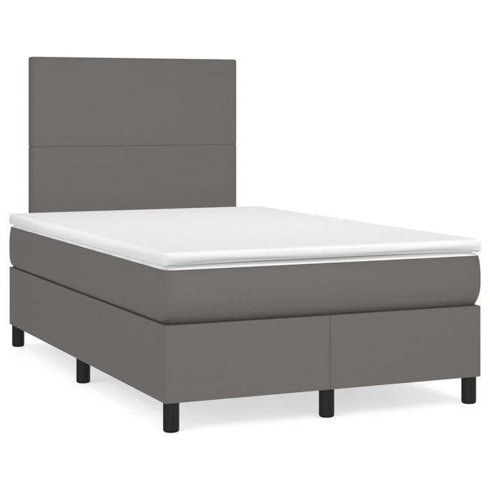 Pat box spring cu saltea, gri, 120x200 cm, piele ecologică - WALTI WALTI
