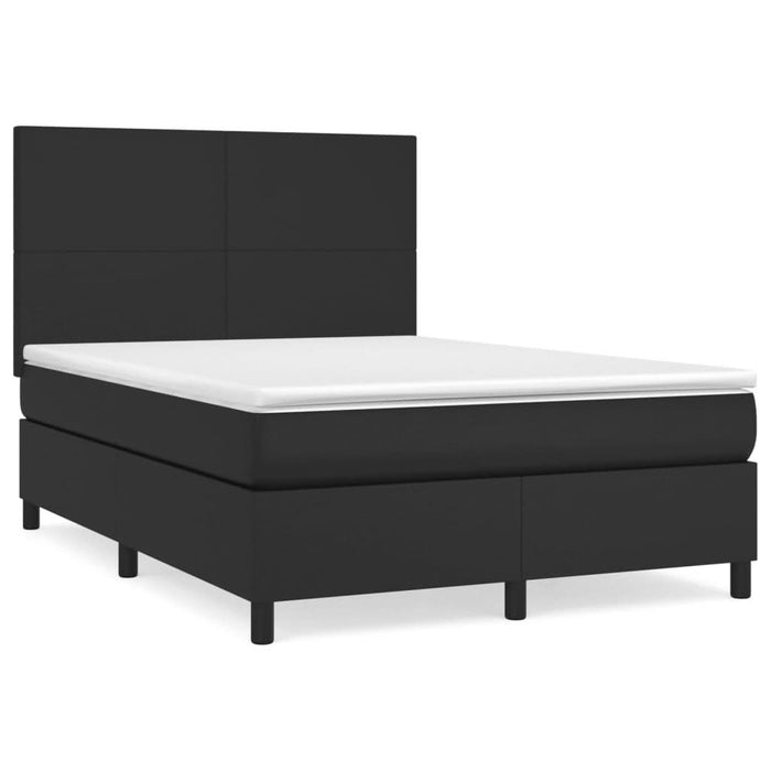 Pat box spring cu saltea, negru, 140x190 cm, piele ecologică - WALTI WALTI