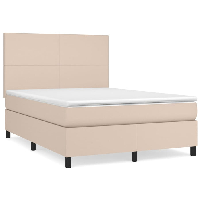 Pat box spring cu saltea, cappuccino, 140x190cm piele ecologică - WALTI WALTI