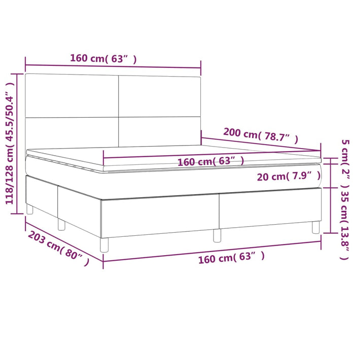 Pat box spring cu saltea, crem, 160x200 cm, piele ecologică WALTI