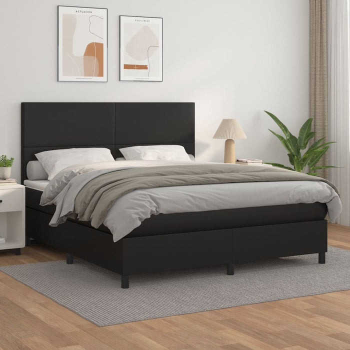 Pat box spring cu saltea, negru, 180x200 cm, piele ecologică - WALTI WALTI