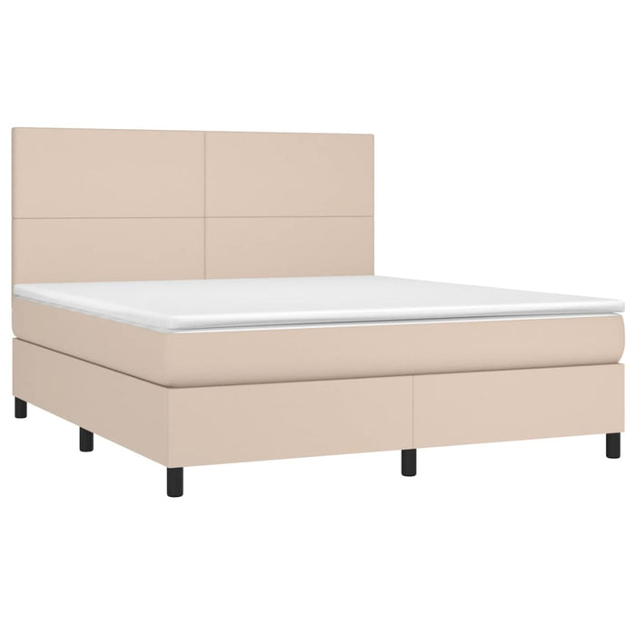 Pat box spring cu saltea, cappuccino, 180x200cm piele ecologică - WALTI WALTI