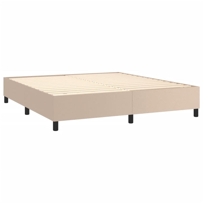 Pat box spring cu saltea, cappuccino, 180x200cm piele ecologică - WALTI WALTI