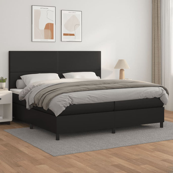 Pat box spring cu saltea, negru, 200x200 cm, piele ecologică - WALTI WALTI