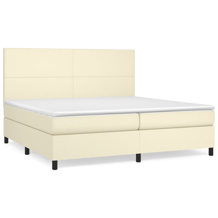 Pat continental cu saltea, crem, 200x200 cm, piele ecologică - WALTI WALTI