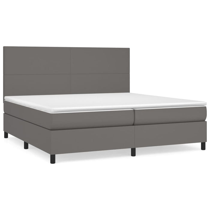 Pat box spring cu saltea, gri, 200x200 cm, piele ecologică - WALTI WALTI