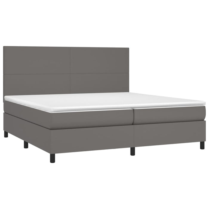 Pat box spring cu saltea, gri, 200x200 cm, piele ecologică - WALTI WALTI