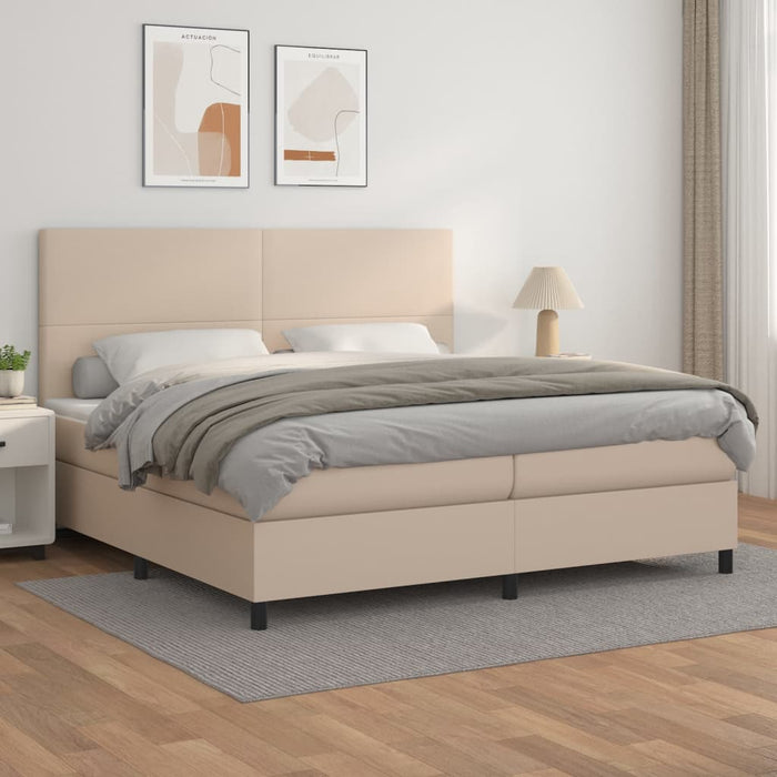 Pat continental cu saltea, cappuccino, 200x200 cm, piele eco - WALTI WALTI