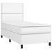 Pat box spring cu saltea, alb, 100x200 cm, piele ecologică - WALTI WALTI