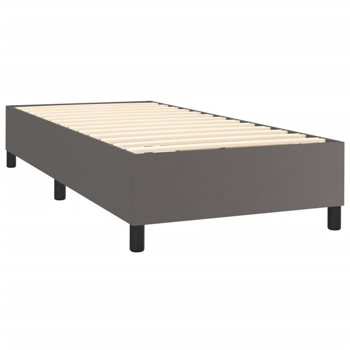 Pat box spring cu saltea, gri, 100x200 cm, piele ecologică - WALTI WALTI