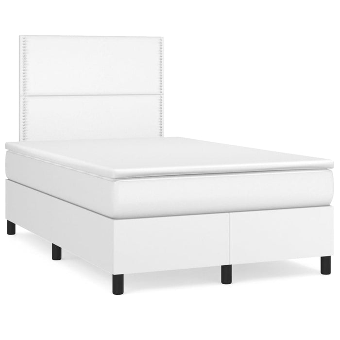 Pat box spring cu saltea, alb, 120x200 cm, piele ecologică - WALTI WALTI