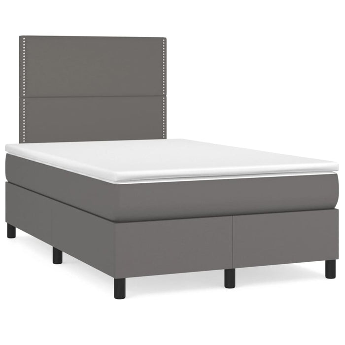 Pat box spring cu saltea, gri, 120x200 cm, piele ecologică - WALTI WALTI