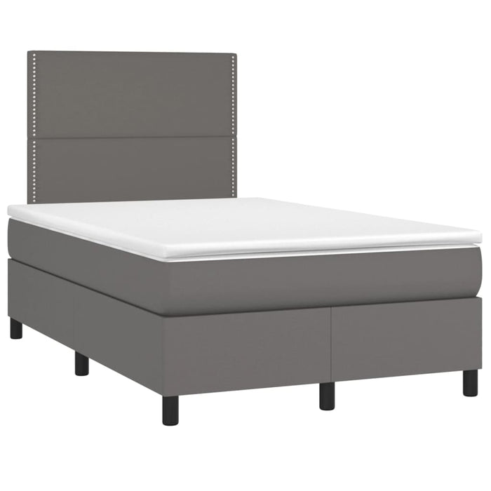 Pat box spring cu saltea, gri, 120x200 cm, piele ecologică - WALTI WALTI