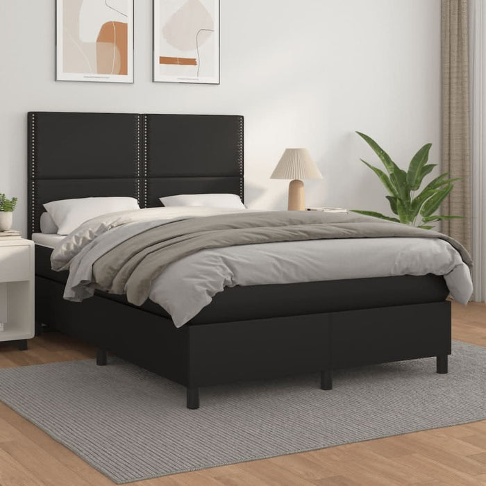 Pat box spring cu saltea, negru, 140x200 cm, piele ecologică - WALTI WALTI