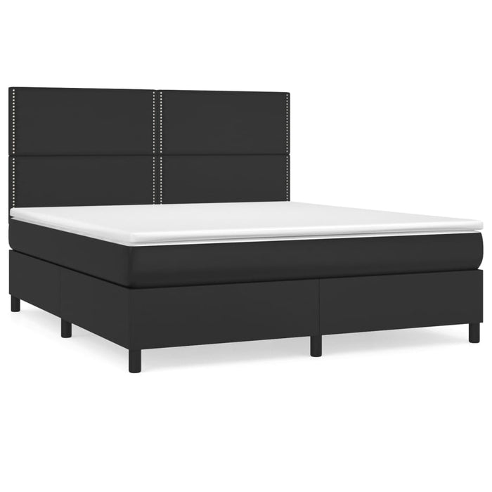 Pat box spring cu saltea, negru, 180x200 cm, piele ecologică - WALTI WALTI