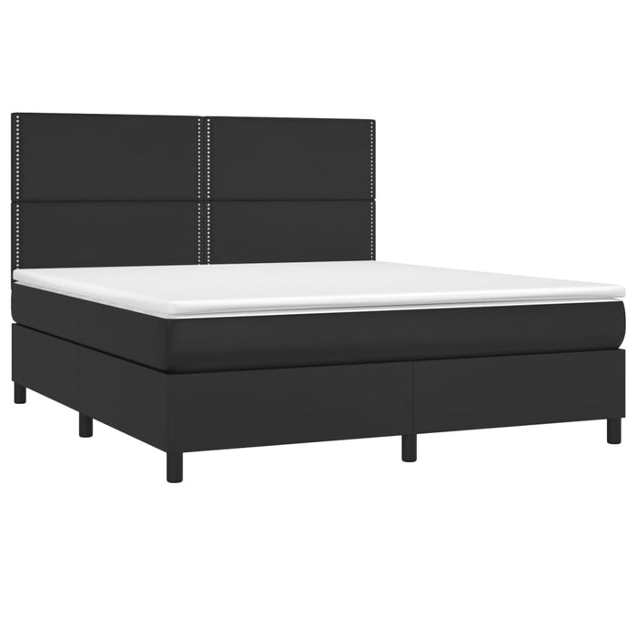 Pat box spring cu saltea, negru, 180x200 cm, piele ecologică - WALTI WALTI