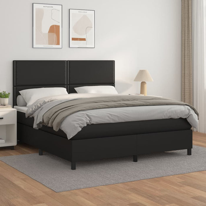 Pat box spring cu saltea, negru, 180x200 cm, piele ecologică - WALTI WALTI