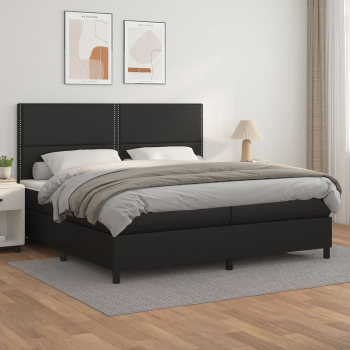 Pat box spring cu saltea, negru, 200x200 cm, piele ecologică - WALTI WALTI