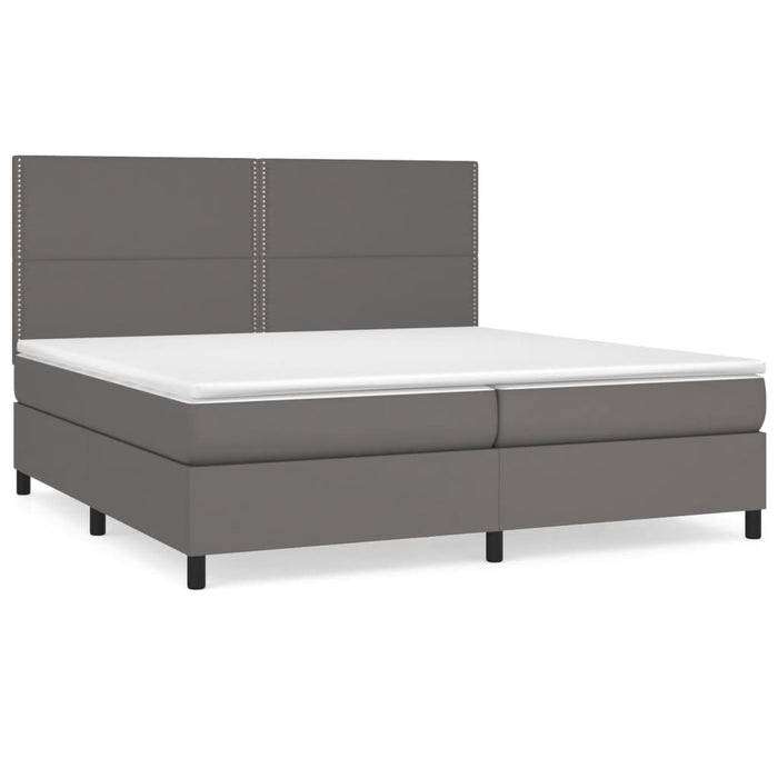 Pat box spring cu saltea, gri, 200x200 cm, piele ecologică - WALTI WALTI