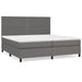 Pat box spring cu saltea, gri, 200x200 cm, piele ecologică - WALTI WALTI