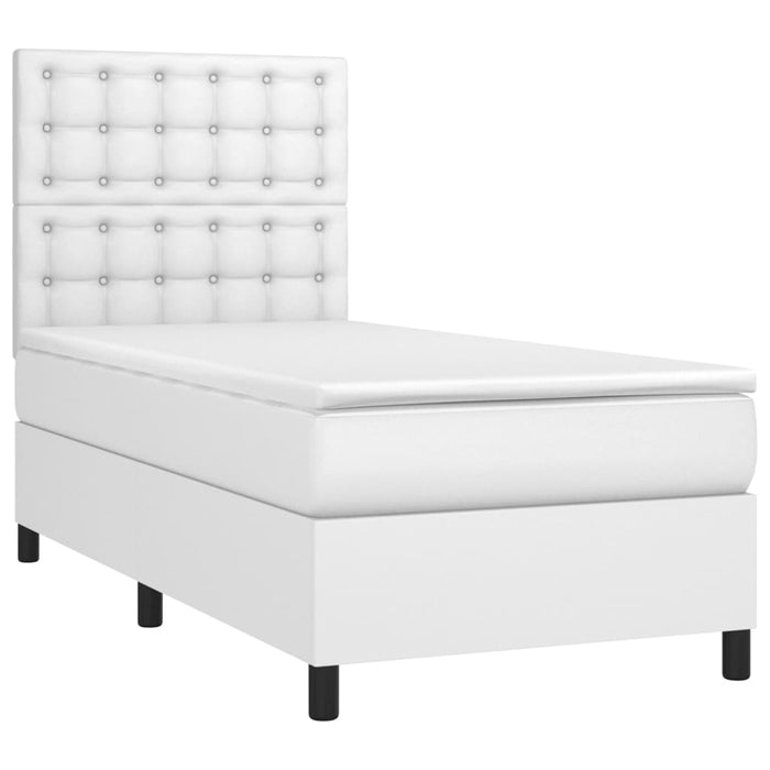 Pat box spring cu saltea, alb, 80x200 cm, piele ecologică - WALTI WALTI