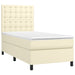 Pat box spring cu saltea, crem, 90x200 cm, piele ecologică - WALTI WALTI