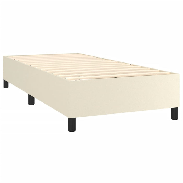 Pat box spring cu saltea, crem, 90x200 cm, piele ecologică - WALTI WALTI