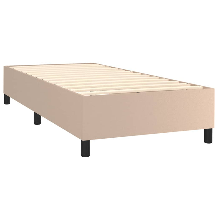 Pat box spring cu saltea, cappuccino, 100x200cm piele ecologică - WALTI WALTI
