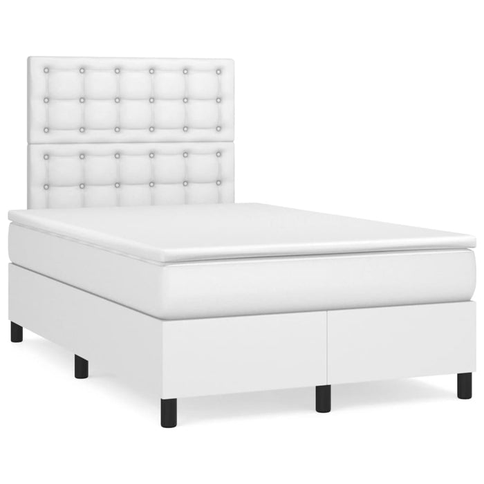 Pat box spring cu saltea, alb, 120x200 cm, piele ecologică - WALTI WALTI