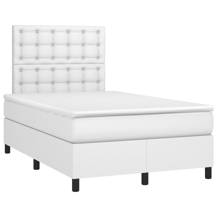 Pat box spring cu saltea, alb, 120x200 cm, piele ecologică - WALTI WALTI