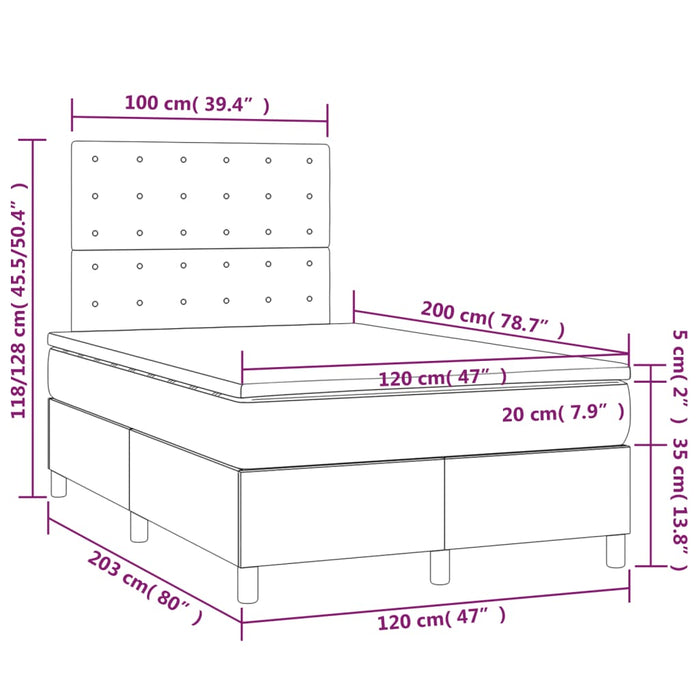 Pat box spring cu saltea, alb, 120x200 cm, piele ecologică - WALTI WALTI