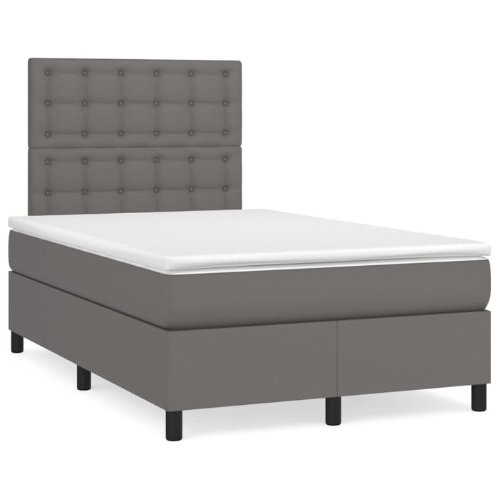 Pat box spring cu saltea, gri, 120x200 cm, piele ecologică - WALTI WALTI