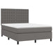 Pat box spring cu saltea, gri, 140x190 cm, piele ecologică - WALTI WALTI