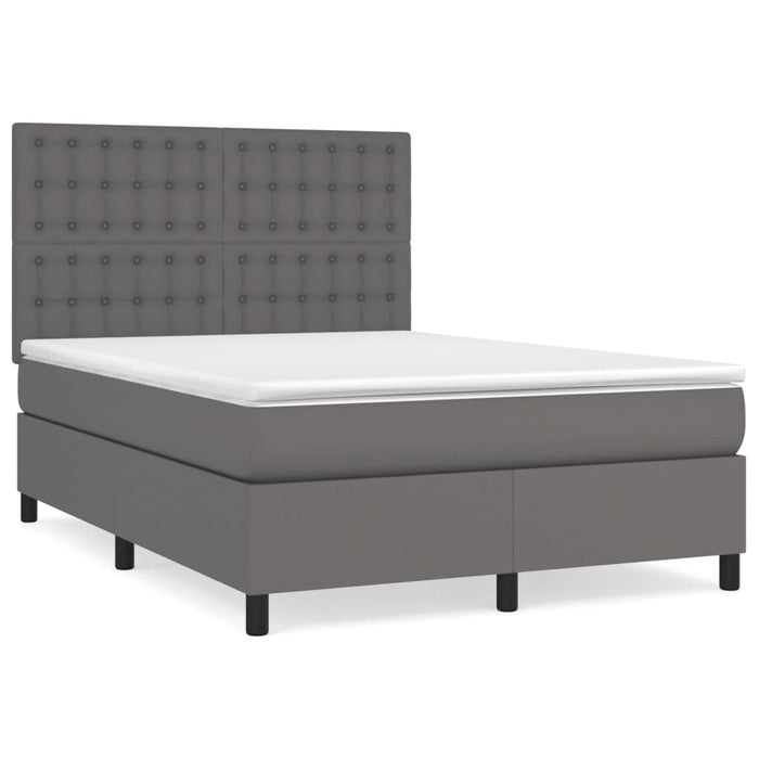 Pat box spring cu saltea, gri, 140x200 cm, piele ecologică - WALTI WALTI