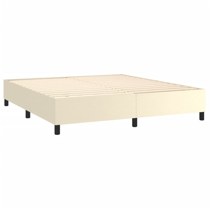 Pat box spring cu saltea, crem, 160x200 cm, piele ecologică WALTI