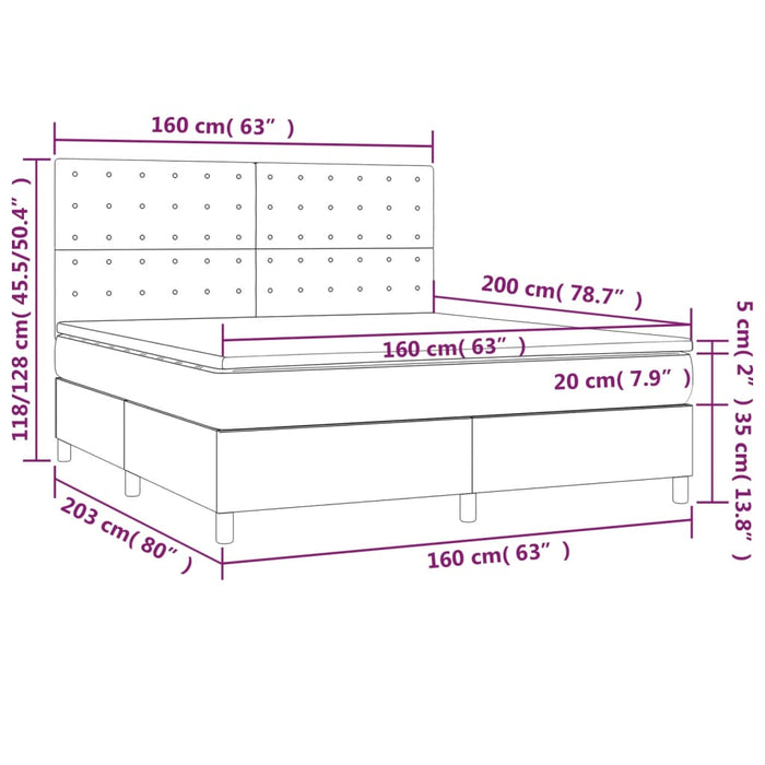 Pat box spring cu saltea, cappuccino, 160x200cm piele ecologică - WALTI WALTI
